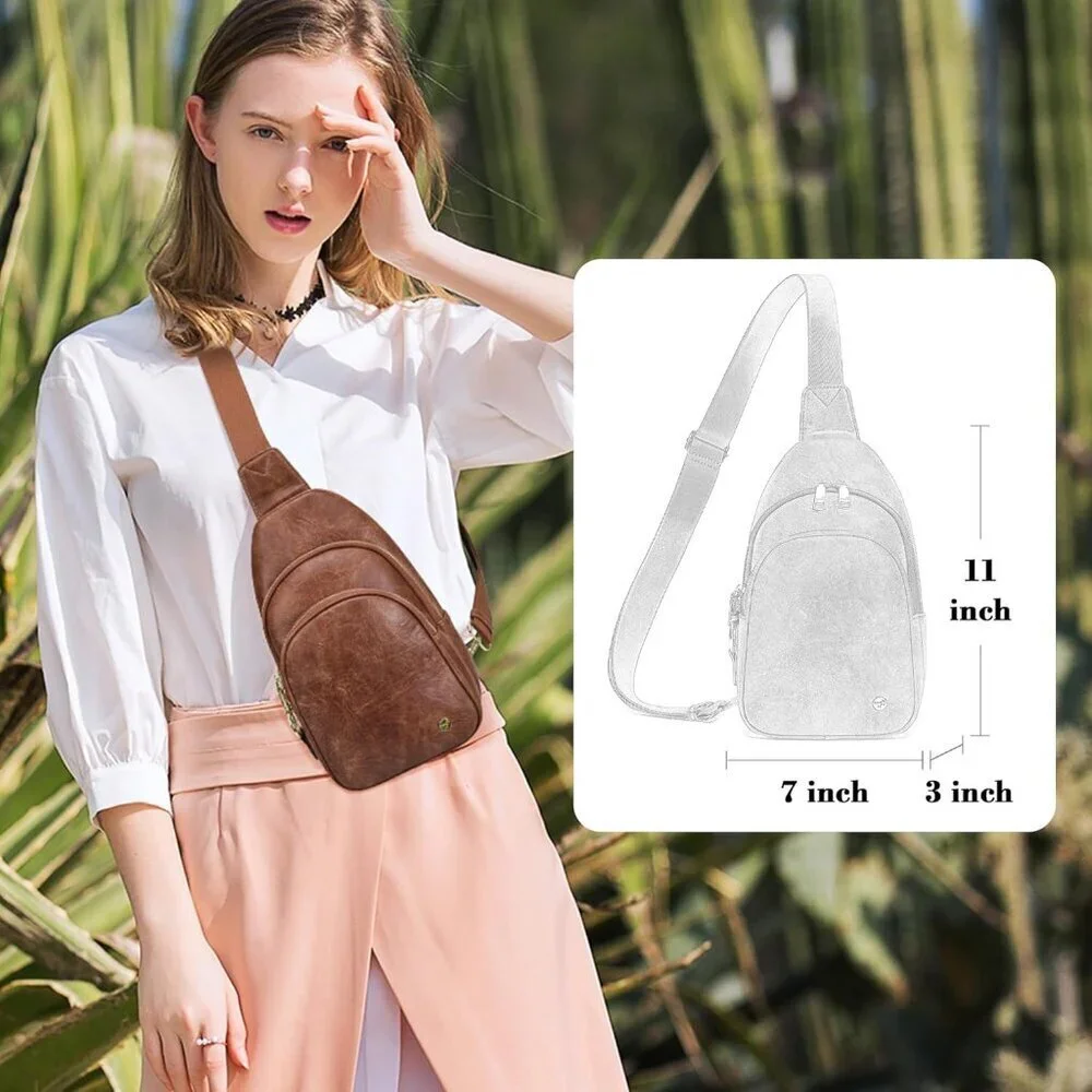 Crossbody Sling Bag Faux Leather Small Purse for Travel Casual Women